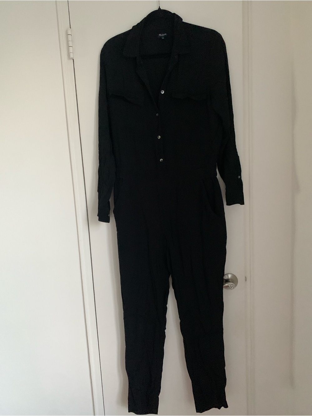 Madewell Button-Front Black Women's Jumpsuit